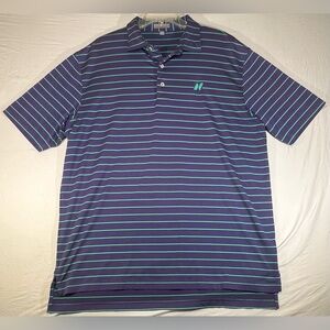 Peter Millar Shirt Mens large L Purple Green Stripe Summer Comfort Polo golf